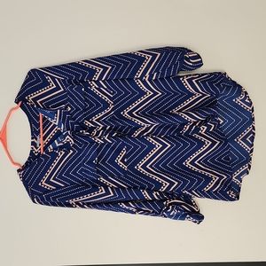 Charlotte Russe Patterned Blouse Blue Pink Women's Medium